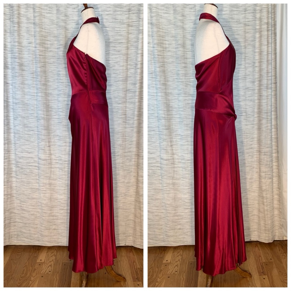 ABS by Allen Schwartz Dark Red Halter Gown - Picture 12 of 16